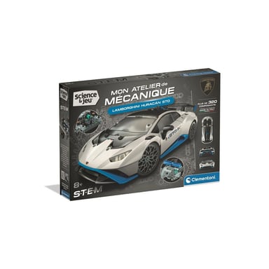 Clementoni STEM Lamborghini Huracán STO Kit de construcción 320+ piezas Modelo a ensamblar Azul y blanco