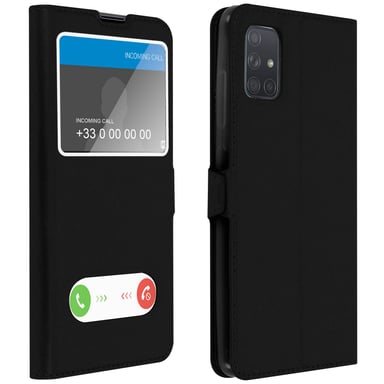 Housse pour Samsung Galaxy A71 Protection Double Fenêtre Fonction Support Noir