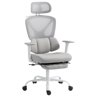 Roline Chaise bureau ergonomique grise soutien lombaire repose-pieds