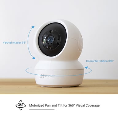 EZVIZ Camera Wifi Interieur C6N 4MP Motorisee P&T 360° 4MP/2K 2.4Ghz Suivi et Détection de mouvement Vision Nocturne 10m Suivi intelligent CS-C6N-D0-8B4WF