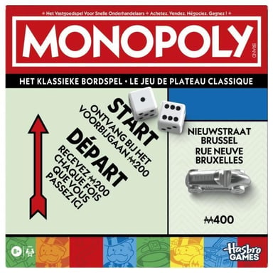 Monopoly classique, jeu de société de plateau, avec boîte de rangement et pions grand format, 2 a 6 joueurs, des 8 ans - Neuf