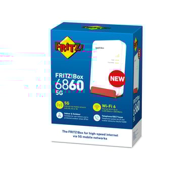 Box FRITZ! 6860 5G Edition International routeur sans fil Gigabit Ethernet Bi-bande (2,4 GHz / 5 GHz)
