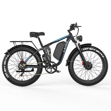 VéLo Électrique EB7 Pro | Vitesse Max 55 km/h | Autonomie 60 km | Moteur 1000W*2 | Batterie 52V 23Ah | Pneus 26 Pouces | Noir