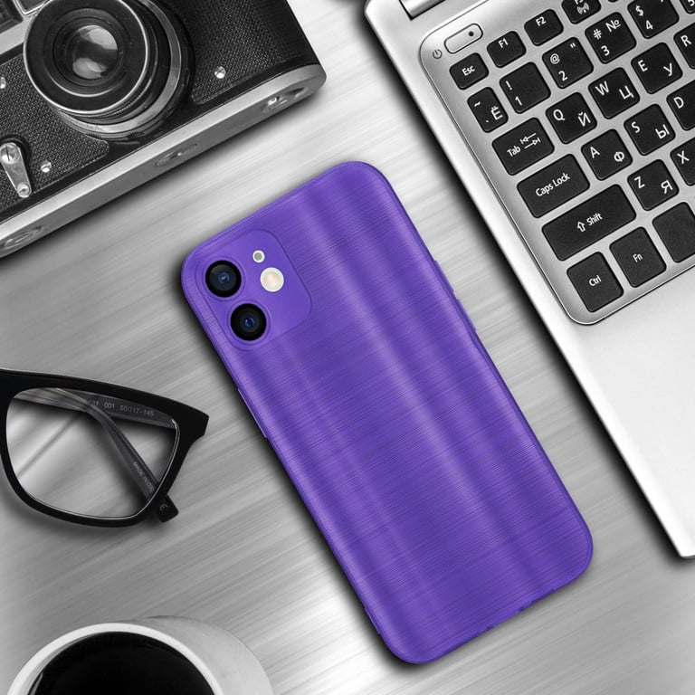 Coque pour Apple iPhone 12 MINI en Brushed Lilas Housse de protection Étui en silicone TPU flexible au design brossé