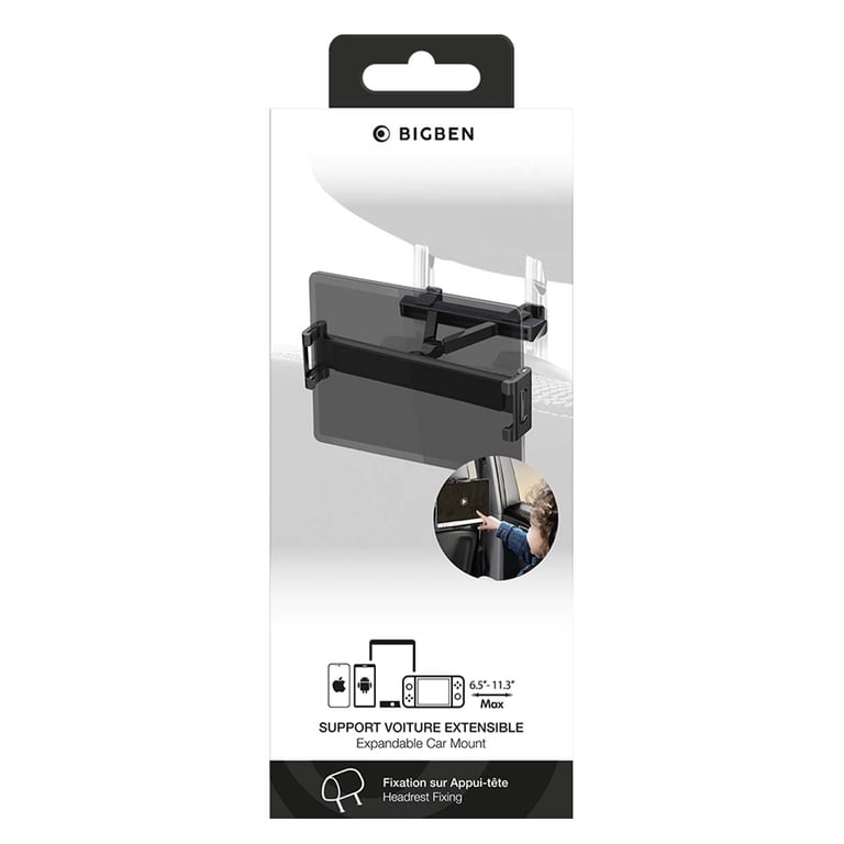 Support Voiture Appui tête Maintien clip ajustable Bigben Neuf - vue 3