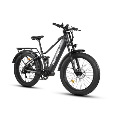 Bicicleta de Montaña Eléctrica RATTAN Pathfinder Pro con Batería de 48 V y 18 Ah, Shimano 7 Velocidades - Gris