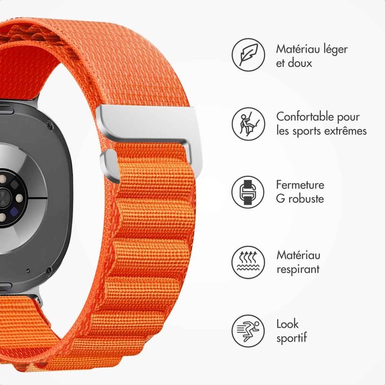 imoshion Bracelet en nylon Alpine pour Samsung Galaxy Watch 8 (40/44mm) / Classic (46mm) - Orange - Neuf
