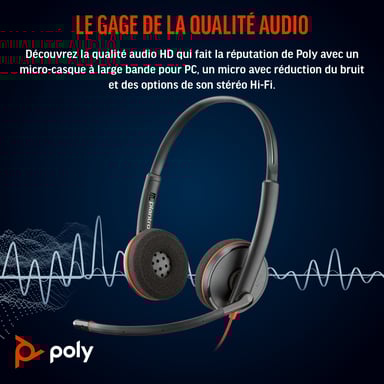 POLY Blackwire 3220 cuffie stereo USB-C + adattatore USB-C/A