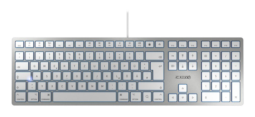 CHERRY KC 6000 SLIM FOR MAC clavier Bureau USB QWERTZ Allemand Argent - Neuf