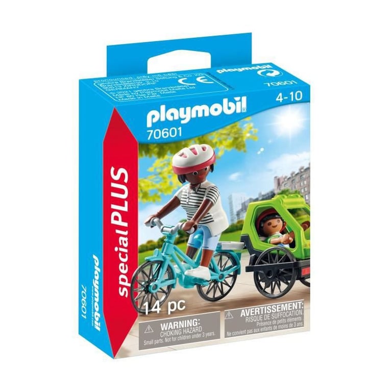 Figurine Cyclistes Maman Et Enfant Playmobil La Boîte Avec Accessoires Inclus