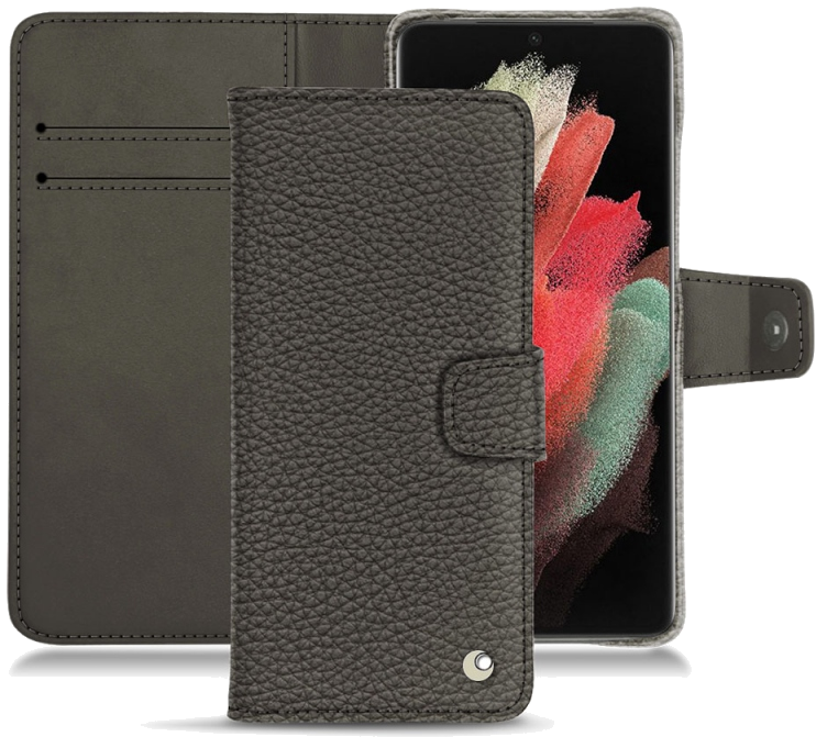 Housse cuir Samsung Galaxy S21 Ultra - Rabat horizontal portefeuilleGris