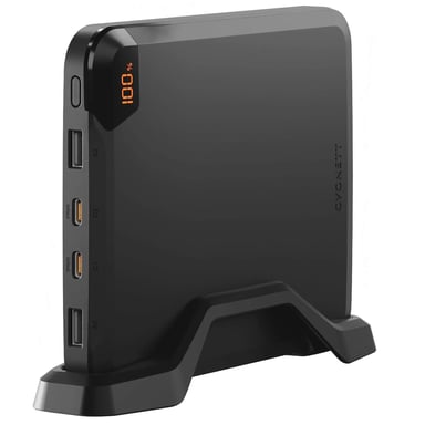 CYGNETT Powerbank vertical GreenPWR Series 4 puertos 25 000mAh 100W con soporte Negro