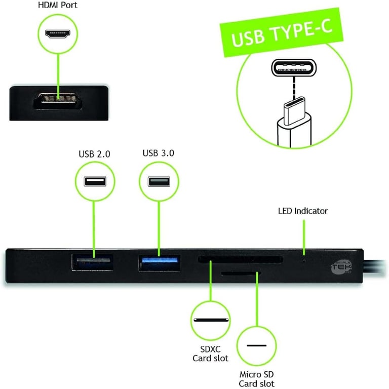 Tecnoware FHUB17693 station d'accueil USB 3.2 Gen 1 3.1 Gen 1 Type C Neuf - vue 2