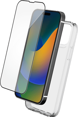 Pack iPhone 15 Pro Accessoires Coque Transparente + Verre trempé + SmartFrame™ Bigben