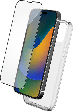 Cover per iPhone 15 Pro e salvadisplay in vetro temperato con SmartFrame