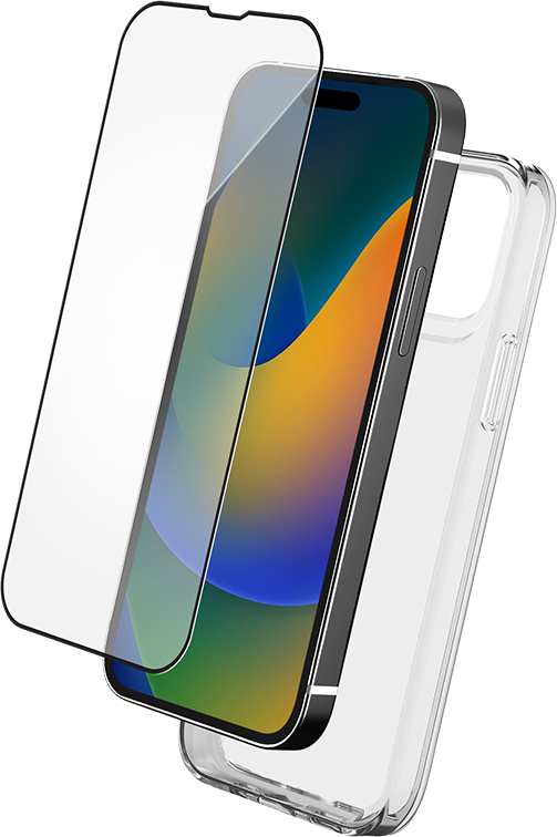 Pack iPhone 15 Pro Accessoires Coque Transparente + Verre trempé +