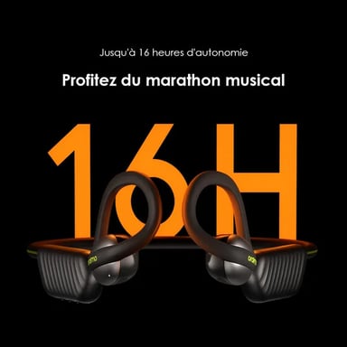 oraimo OpenCirclet 2 – Casque Bluetooth open-ear IPX5, autonomie 16h, pédomètre intégré, son Bass-Boost stéréo