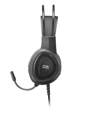 Mars Gaming MH120, Cascos Gaming SuperBass+Micro Flexible, Ultraligero, Airtech, Negro