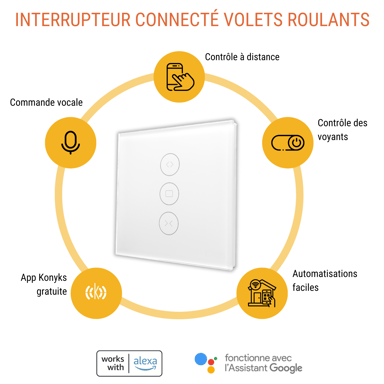 Interrupteur Wi-Fi + Bluetooth pour volets roulants - Vollo Max 3