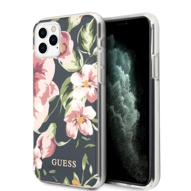Guess étui pour iPhone 11 Pro bleu marine N°3 Flower Collection