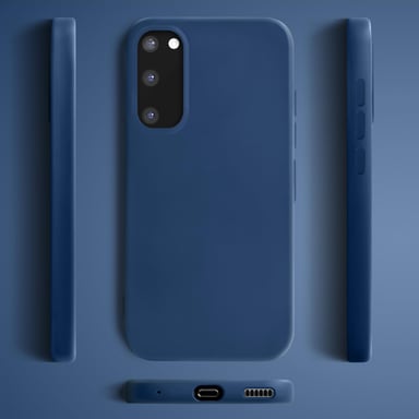 Estilo de vida Moozy. Funda diseñada para Samsung S20 FE, Midnight Blue - Carcasa de silicona líquida con acabado mate y suave forro de microfibra.