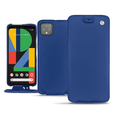 Housse cuir Google Pixel 4 XL - Rabat vertical - Bleu - Cuir lisse