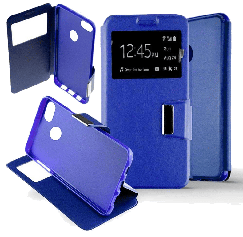 Etui Folio compatible Bleu Huawei Y6 Pro 2017