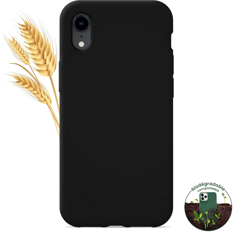 Coque silicone unie compatible Biodégradable Noir Apple iPhone XR