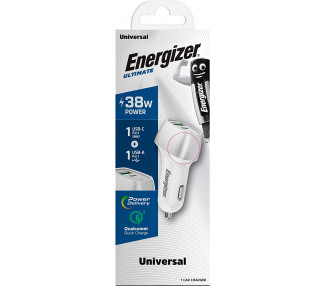 ENGZR CARICATORE PER AUTO 38W PD QC3 BIANCO/ARGENTO