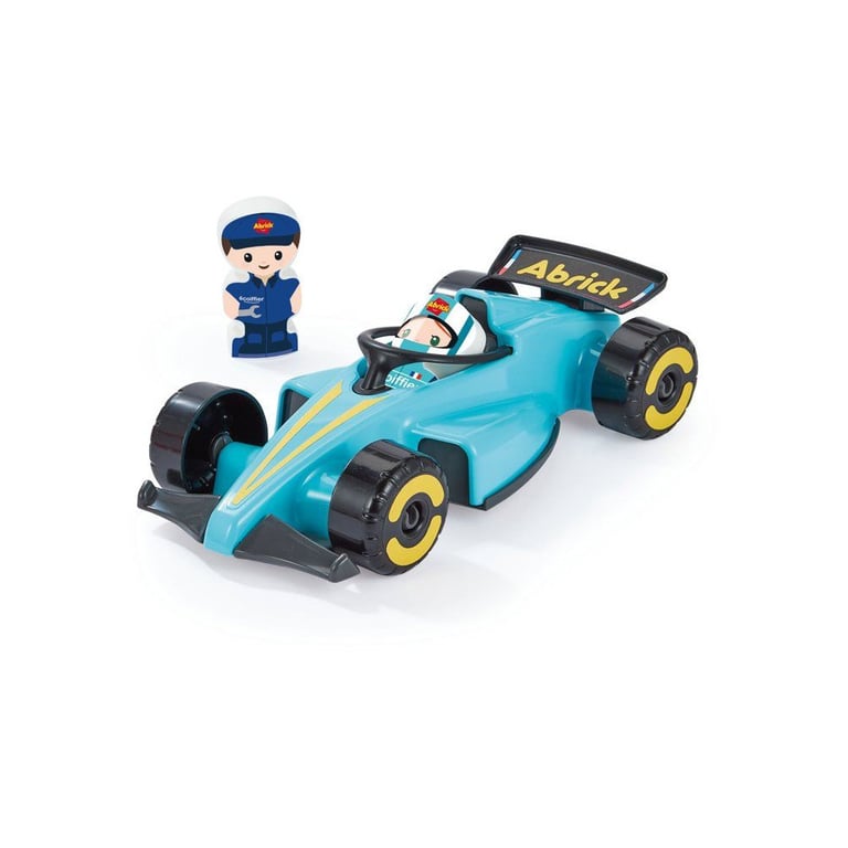 Set de construction ECOIFFIER Abrick 2976 Grand Prix Formule 1 : 3 voitures + 3 pilotes Course 22 cm Noir et Jaune - Neuf