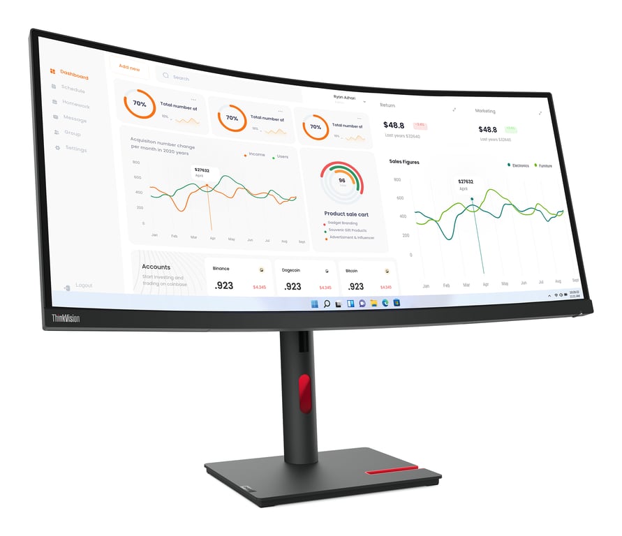 Lenovo ThinkVision T34w-30 LED display 86,4 cm (34 ) 3440 x 1440 pixels Wide Quad HD Noir - Neuf