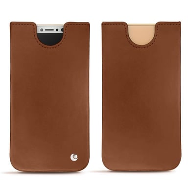 Pochette cuir Apple iPhone Xs - Pochette - Marron - Cuir lisse