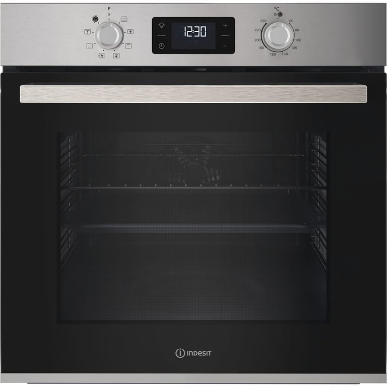 Four encastrable Indesit IO K55C X 71 L inox 8 modes chaleur tournante Catalytique Turn&Go Click&Clean porte abattante Grille inclinable - Neuf