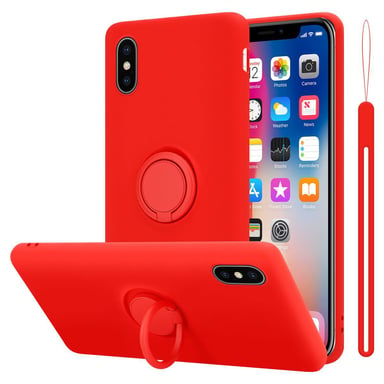 Coque pour Apple iPhone X / XS en LIQUID RED Housse de protection Étui en silicone TPU flexible avec anneau