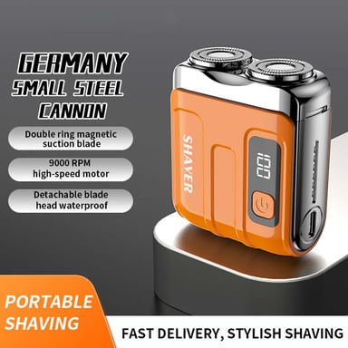 Mini Rasoir Électrique avec Affichage Numérique - Rasoir de Voyage Portable pour Hommes et Femmes, compatible avec Huawei, Samsung, APPLE, Garmin Orange