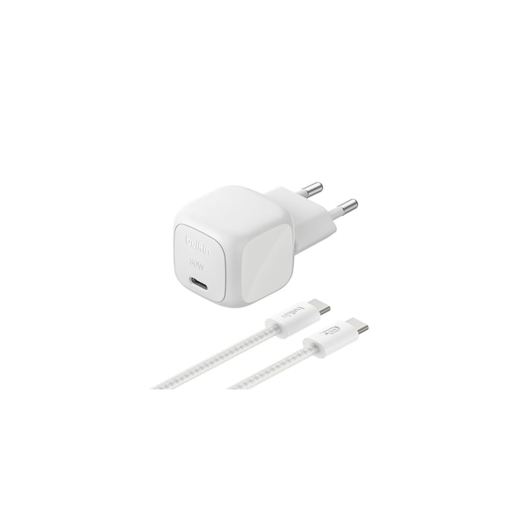 Belkin BoostCharge Chargeur USB C GaN avec Câble Tressé 2 Neuf