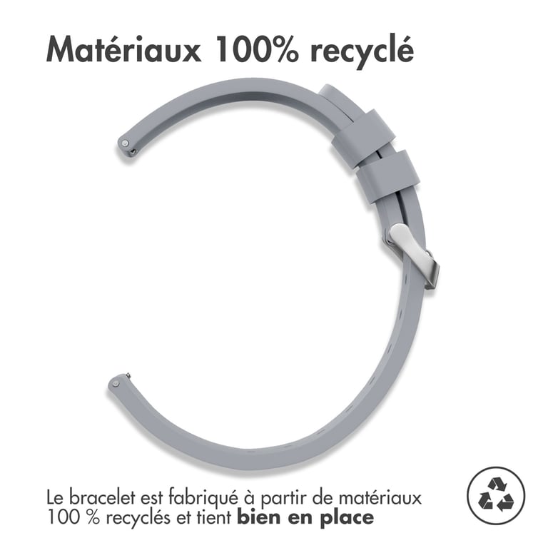 imoshion Bracelet silicone - Connexion universelle 24 mm - Gris - Neuf