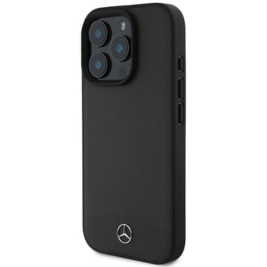 Étui Mercedes pour iPhone 16 Pro Max 6.9'' noir étui rigide Textured And Plain Leather MagSafe
