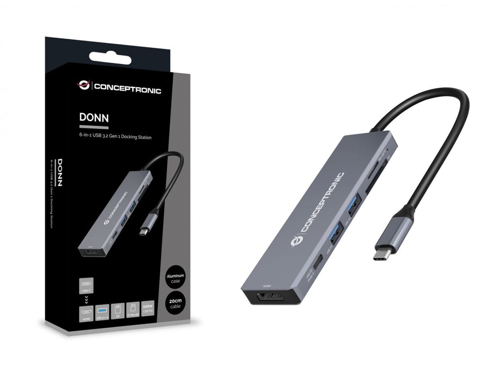 Conceptronic DONN23G station d'accueil Avec fil USB 3.2 Gen 1 3.1 Gen 1 Type C Neuf - vue 3