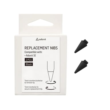 Adonit Paquete de 2 puntas de repuesto para SE Stylus Negro