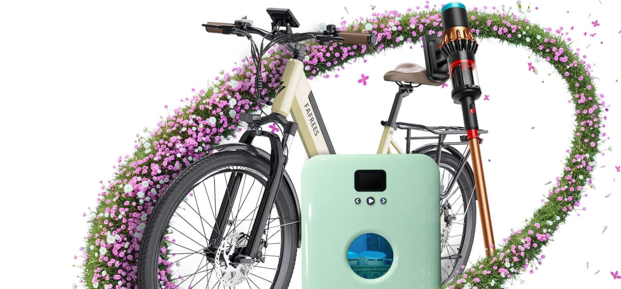 vélo, aspirateur et lave-vaisselle