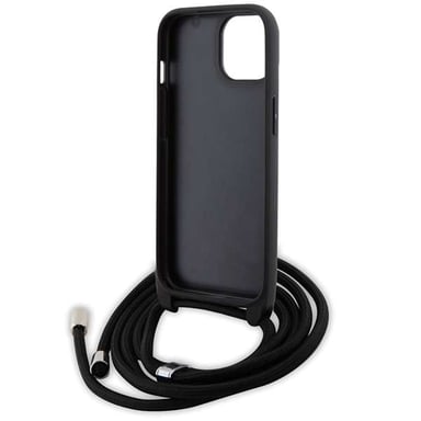 Étui Karl Lagerfeld pour iPhone 15 6.1'' étui rigide noir Crossbody Saffiano Metal Pin Karl & Choupette
