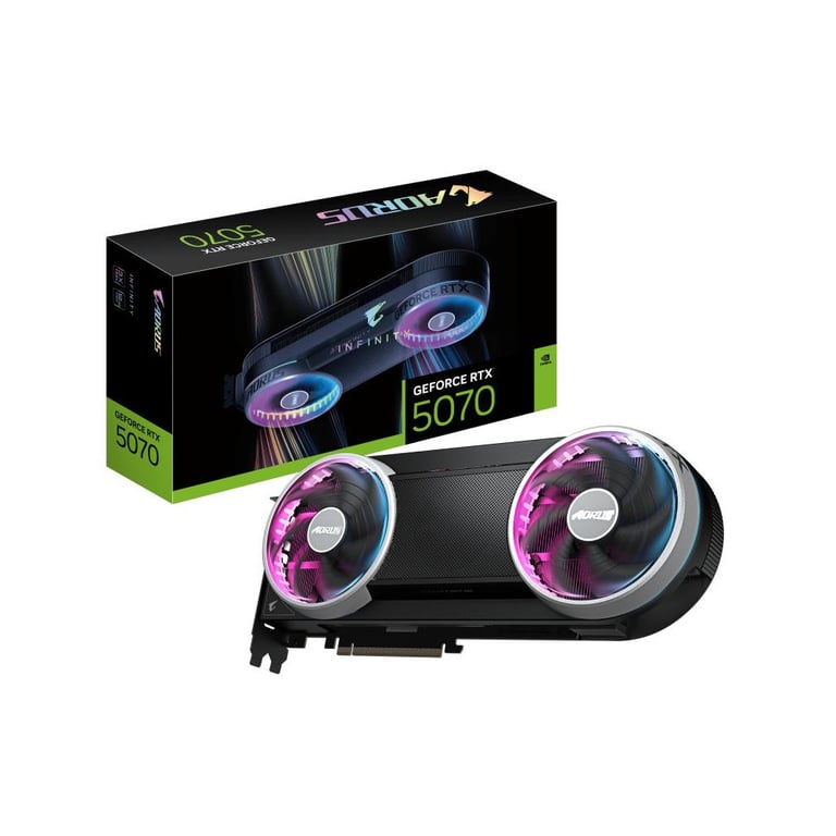 Carte graphique GIGABYTE AORUS GeForce RTX 5070 INFINITY 12G 12 Go GDDR7 192 bits PCIe 5.0 et Neuf - vue 1