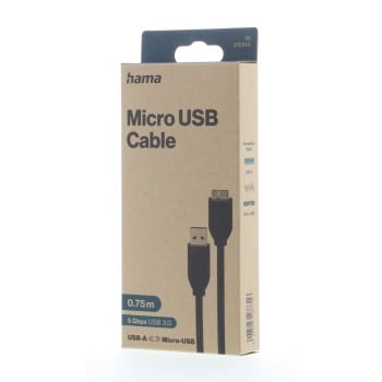 Hama 00300064 Cavo USB 0,75 m USB 3.2 Gen 1 (3.1 Gen 1) Micro-USB B USB A Nero
