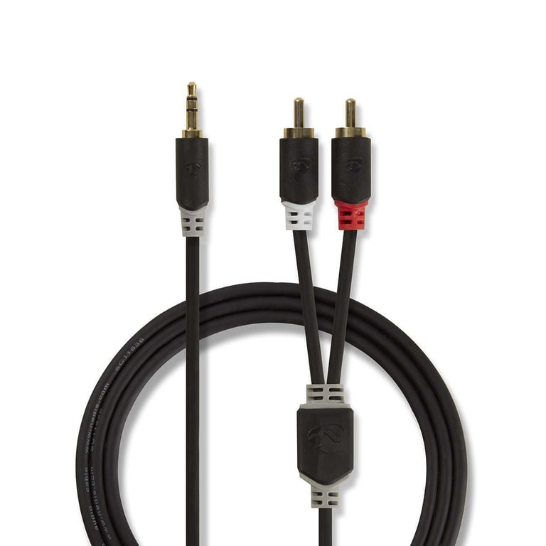 Nedis Câble Audio Stéréo Jack 3.5 mm vers 2 x RCA mâle 3 mètres - vue 1