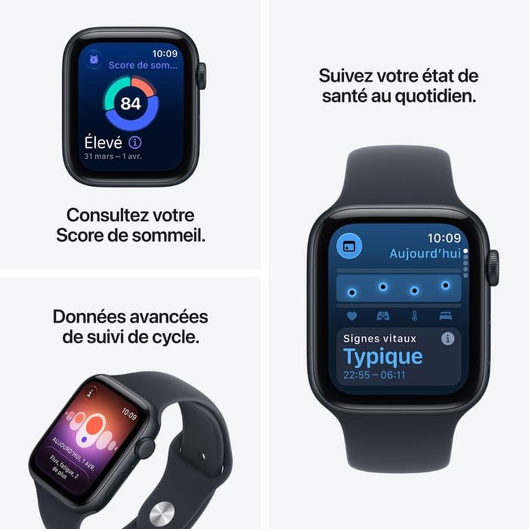 Apple Watch SE 3 GPS + Cellular 40 mm Midnight Aluminium avec bracelet Sport Navy M/L - Neuf