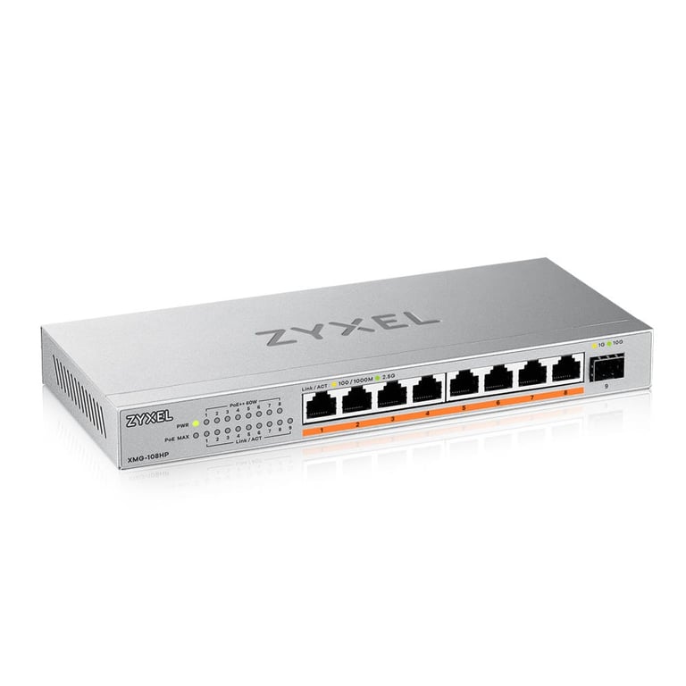 Zyxel XMG 108HP Non géré 2.5G Ethernet 10010002500 Connexion Ethernet supportant 'alimentation via ce port PoE Neuf