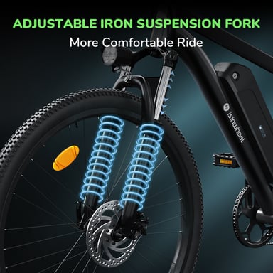 Bicicleta eléctrica isinwheel M10 para adultos, 250 W, batería de 36 V, 10,4 Ah, bicicleta de montaña eléctrica de 26 pulgadas con pantalla LCD-Negro