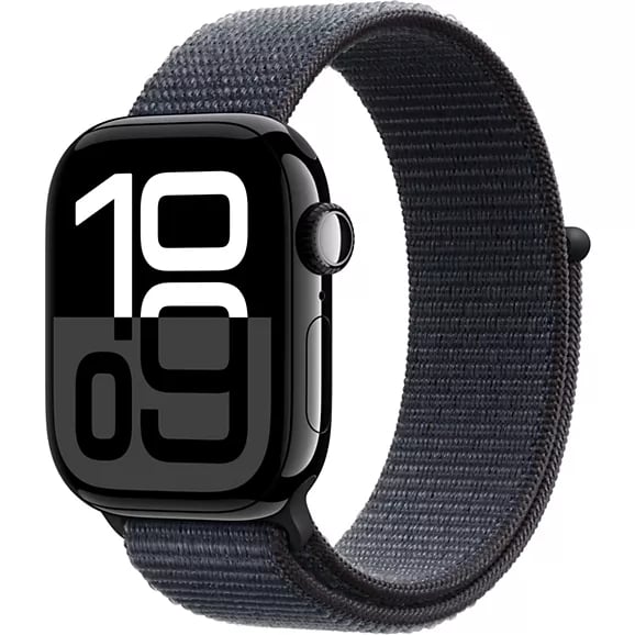 Apple Watch Series 10 (2024) GPS + Cellular, Boitier Noir de 46mm avec bracelet Textile , Noir - Bon état