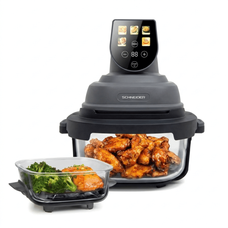Friteuse À Air Schneider Crispi – 1500 W, 2 Bacs en Verre, Cuisson Saine - vue 7